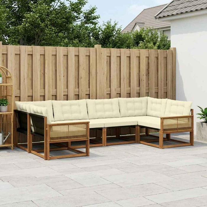 Set de canapele de exterior cu pernă 6 pcs Natural și Crem WALTI