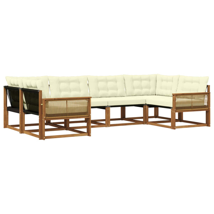 Set de canapele de exterior cu pernă 6 pcs Natural și Crem WALTI