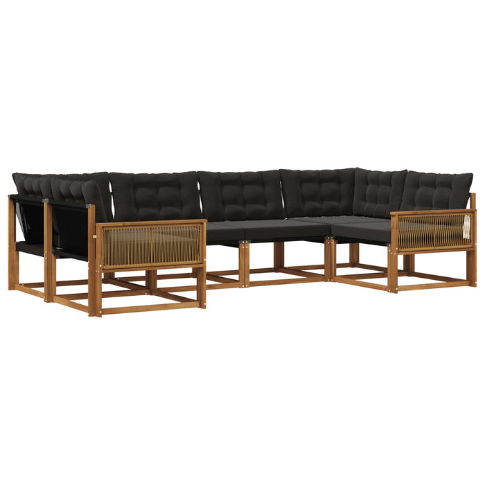 Set de canapele de exterior cu pernă 6 pcs Natural și Negru WALTI