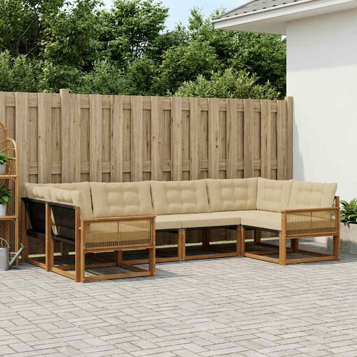 Set de canapele de exterior cu pernă 6 pcs Natural și Bej WALTI