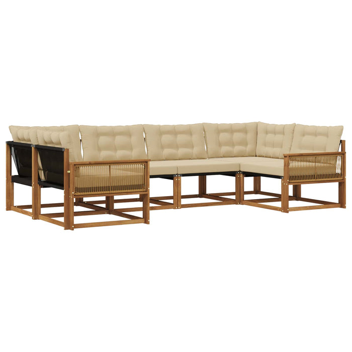 Set de canapele de exterior cu pernă 6 pcs Natural și Bej WALTI