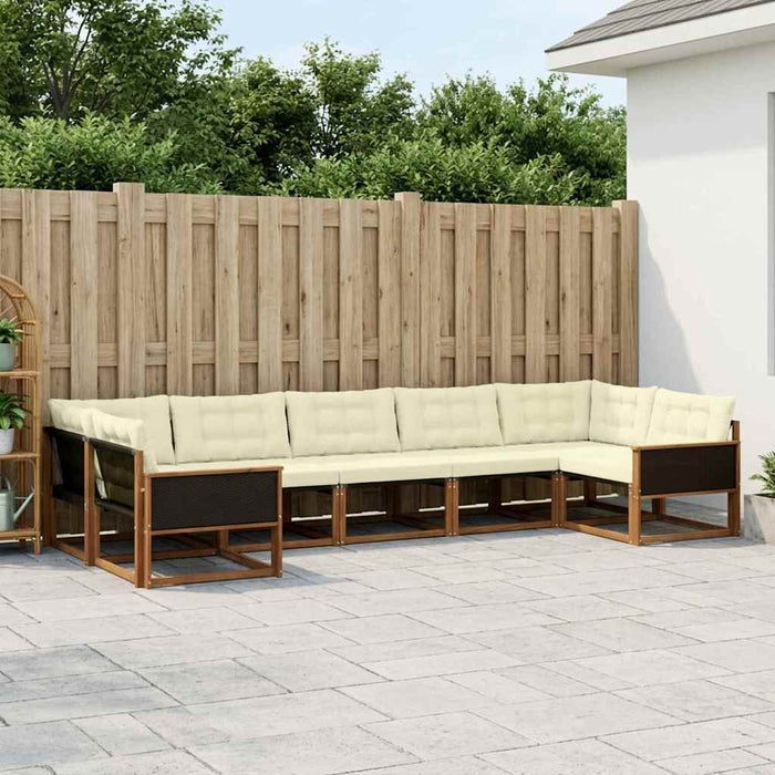 Set de canapele de exterior cu pernă 7 pcs Natural și Crem WALTI