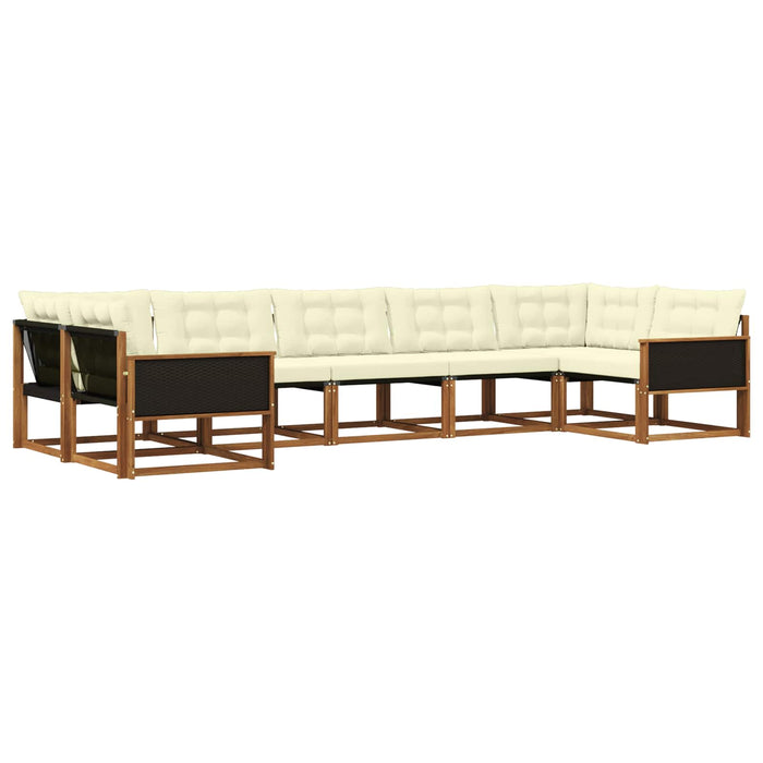 Set de canapele de exterior cu pernă 7 pcs Natural și Crem WALTI