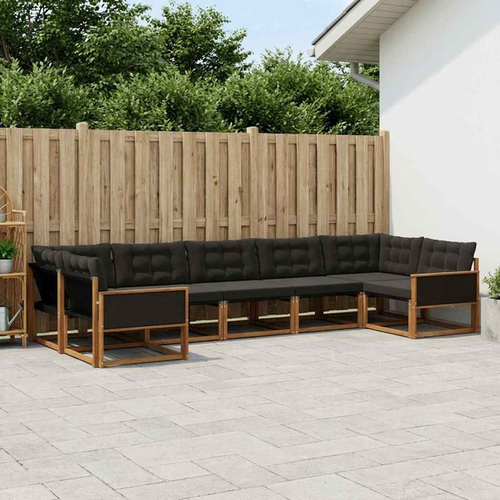 Set de canapele de exterior cu pernă 7 pcs Natural și Negru WALTI