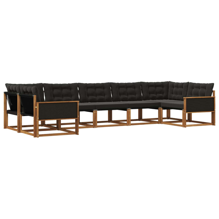 Set de canapele de exterior cu pernă 7 pcs Natural și Negru WALTI