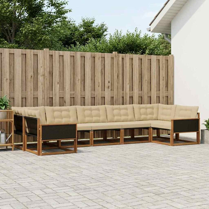 Set de canapele de exterior cu pernă 7 pcs Natural și Bej WALTI
