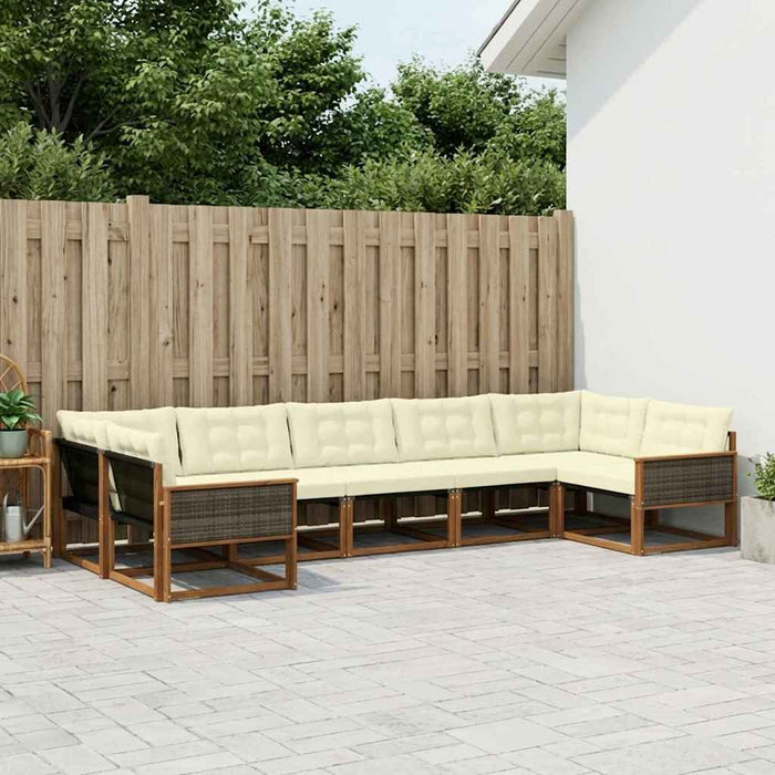 Set de canapele de exterior cu pernă 7 pcs Natural și Crem WALTI