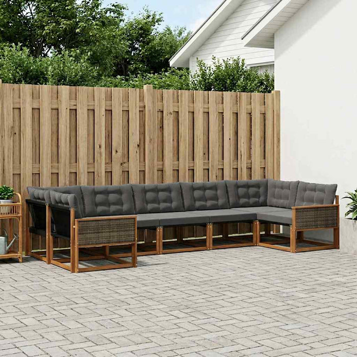 Set de canapele de exterior cu pernă 7 pcs Natural și Negru WALTI