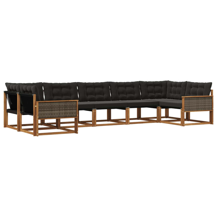 Set de canapele de exterior cu pernă 7 pcs Natural și Negru WALTI