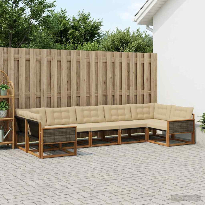 Set de canapele de exterior cu pernă 7 pcs Natural și Bej WALTI