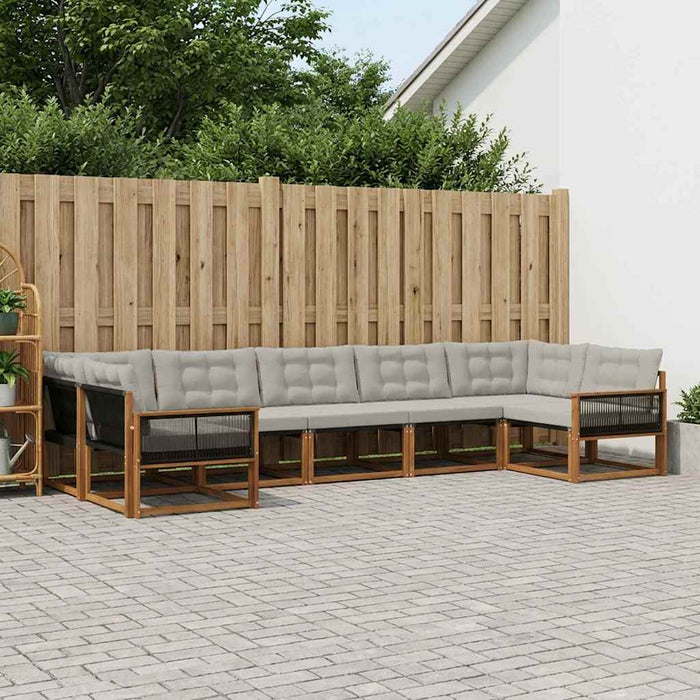 Set de canapele de exterior 7 pcs Natural și gri deschis WALTI