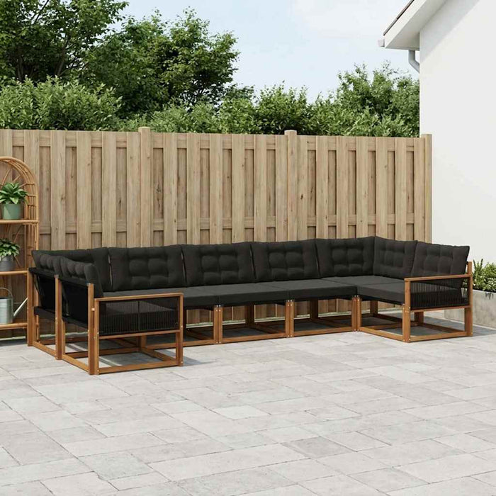 Set de canapele de exterior cu pernă 7 pcs Natural și Negru WALTI