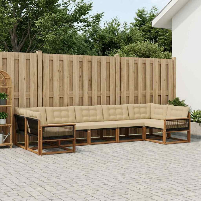 Set de canapele de exterior cu pernă 7 pcs Natural și Bej WALTI