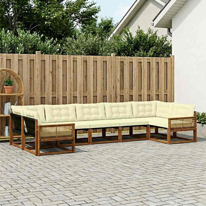 Set de canapele de exterior cu pernă 7 pcs Natural și Crem WALTI