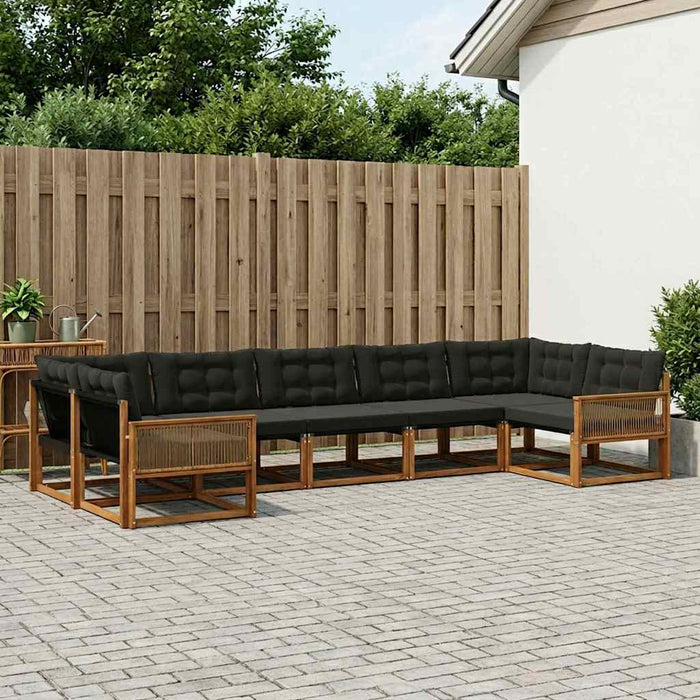 Set de canapele de exterior cu pernă 7 pcs Natural și Negru WALTI