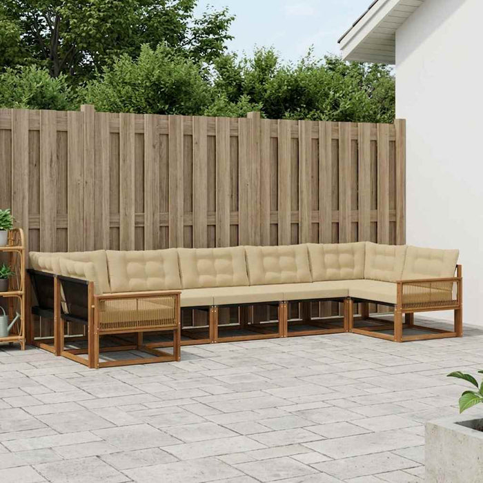 Set de canapele de exterior cu pernă 7 pcs Natural și Bej WALTI