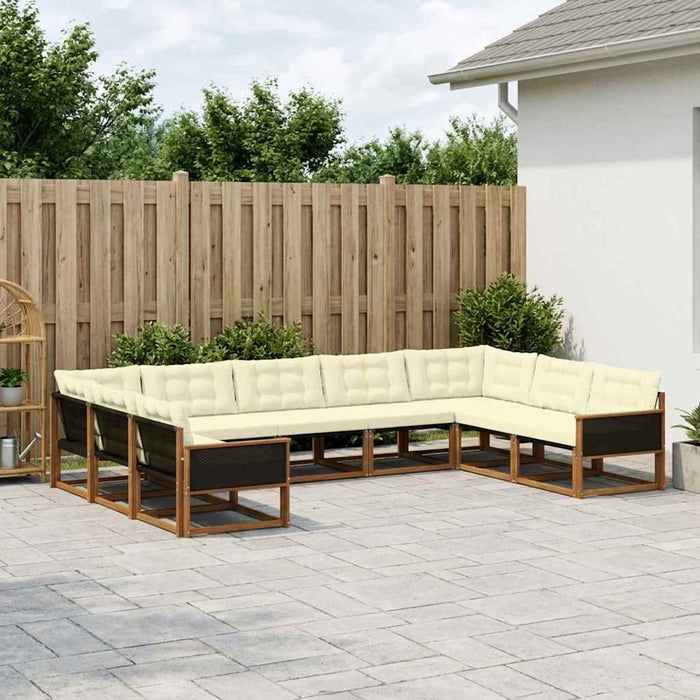 Set de canapele de exterior cu pernă 9 pcs Natural și Crem WALTI