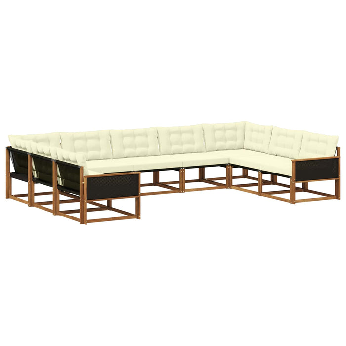 Set de canapele de exterior cu pernă 9 pcs Natural și Crem WALTI