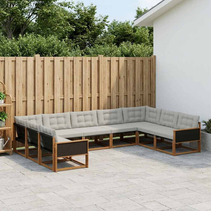 Set de canapele de exterior 9 pcs Natural și gri deschis WALTI