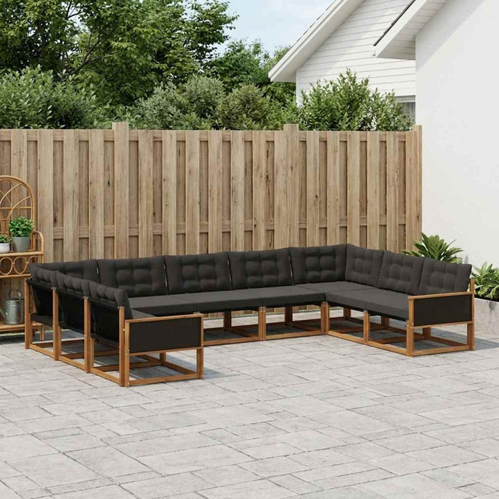 Set de canapele de exterior cu pernă 9 pcs Natural și Negru WALTI