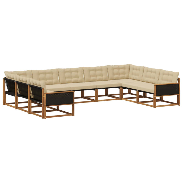 Set de canapele de exterior cu pernă 9 pcs Natural și Bej WALTI