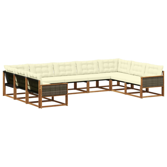 Set de canapele de exterior cu pernă 9 pcs Natural și Crem WALTI