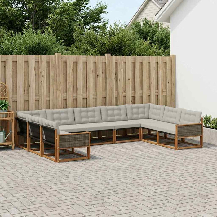 Set de canapele de exterior 9 pcs Natural și gri deschis WALTI