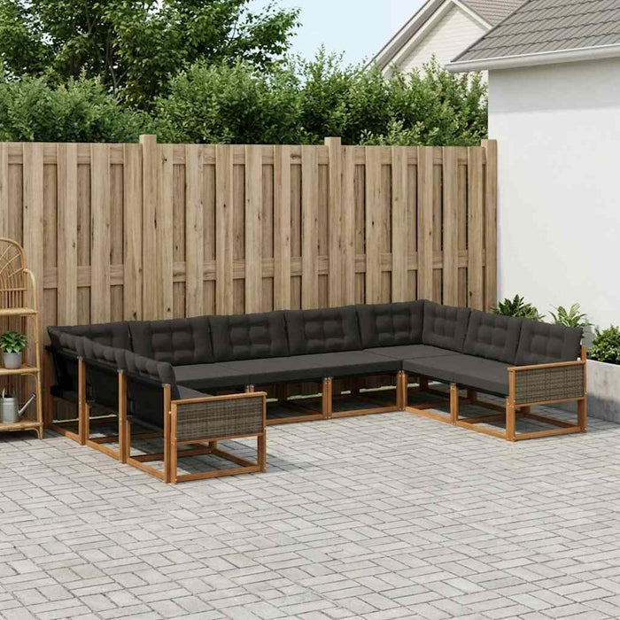 Set de canapele de exterior cu pernă 9 pcs Natural și Negru WALTI