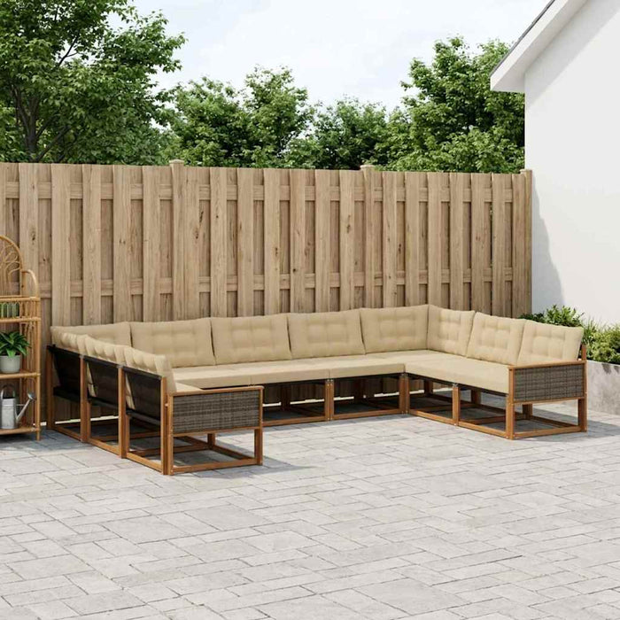 Set de canapele de exterior cu pernă 9 pcs Natural și Bej WALTI