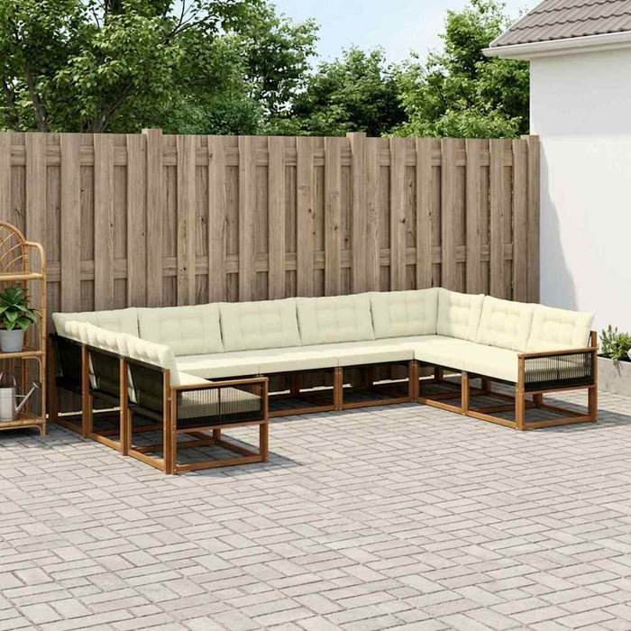 Set de canapele de exterior cu pernă 9 pcs Natural și Crem WALTI