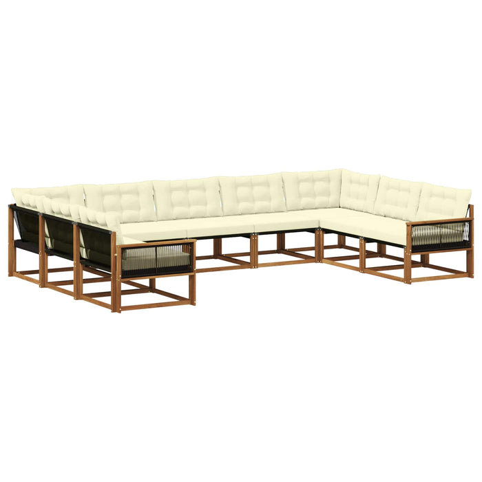 Set de canapele de exterior cu pernă 9 pcs Natural și Crem WALTI