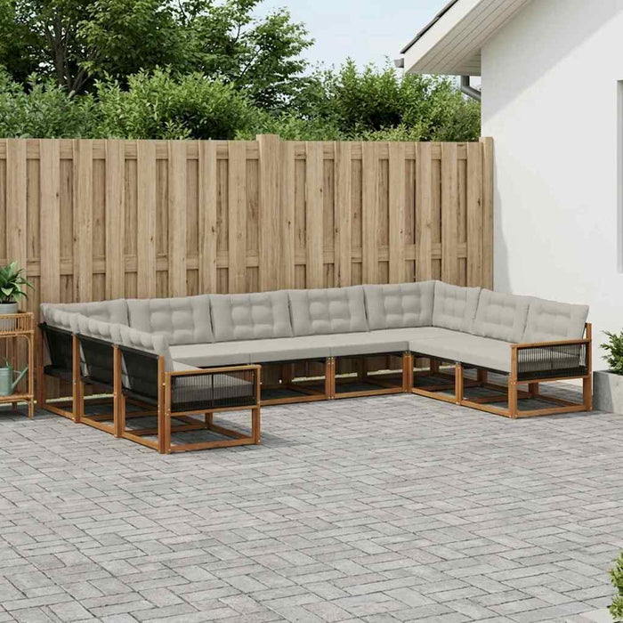 Set de canapele de exterior 9 pcs Natural și gri deschis WALTI