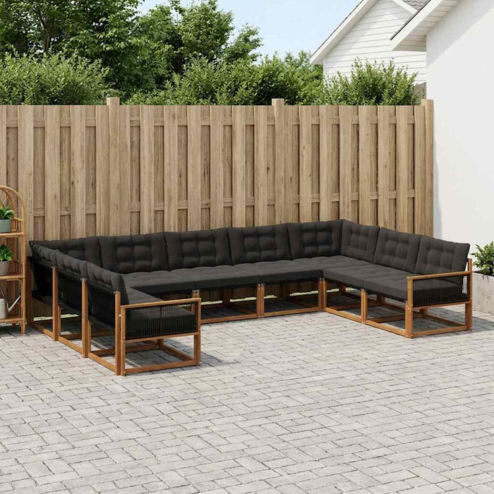 Set de canapele de exterior cu pernă 9 pcs Natural și Negru WALTI