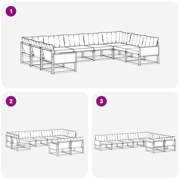 Set de canapele de exterior cu pernă 9 pcs Natural și Negru WALTI
