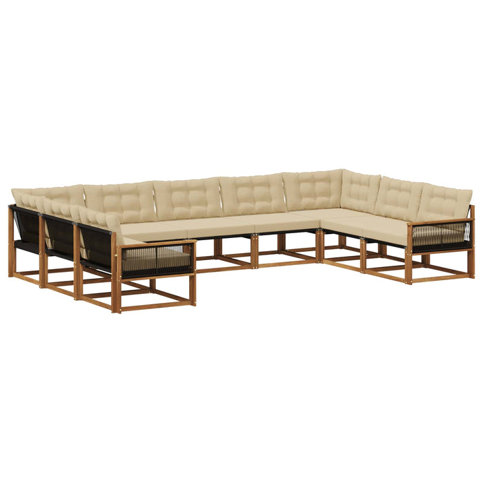Set de canapele de exterior cu pernă 9 pcs Natural și Bej WALTI