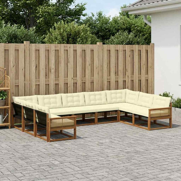 Set de canapele de exterior cu pernă 9 pcs Natural și Crem WALTI