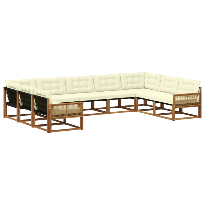 Set de canapele de exterior cu pernă 9 pcs Natural și Crem WALTI