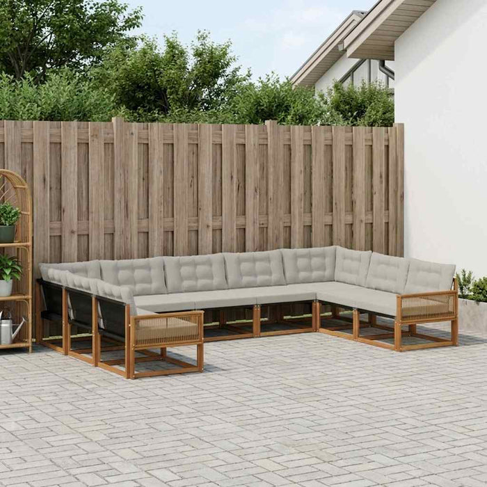 Set de canapele de exterior 9 pcs Natural și gri deschis WALTI