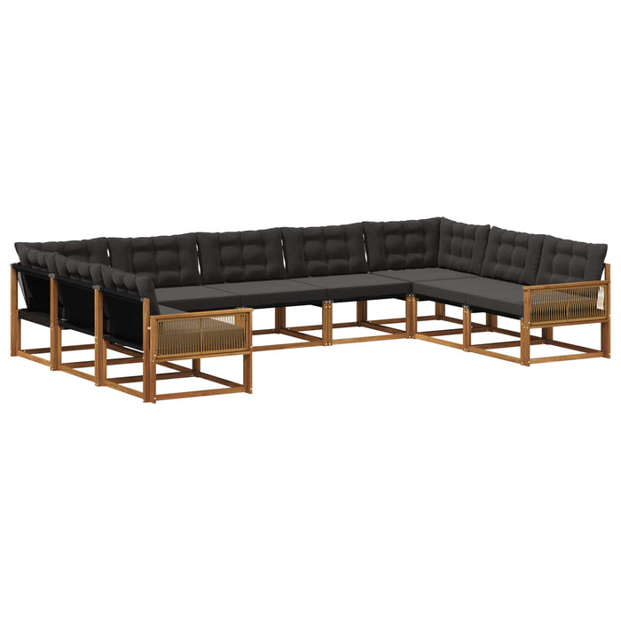 Set de canapele de exterior cu pernă 9 pcs Natural și Negru WALTI