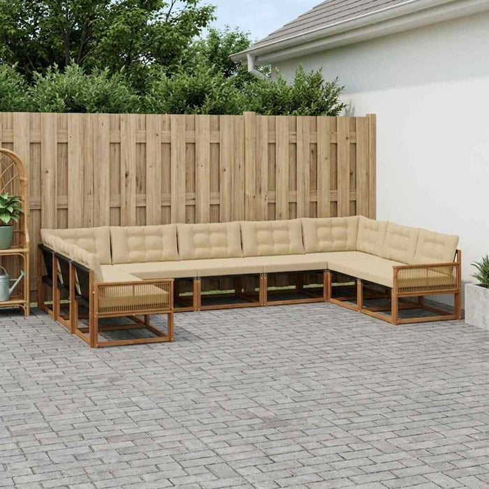 Set de canapele de exterior cu pernă 9 pcs Natural și Bej WALTI