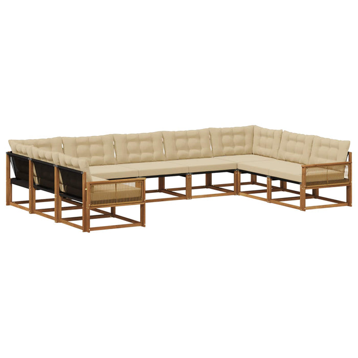 Set de canapele de exterior cu pernă 9 pcs Natural și Bej WALTI