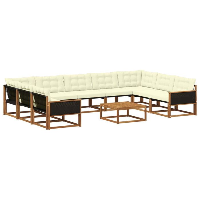 Set de canapele de exterior cu pernă 10 pcs Natural și Crem WALTI