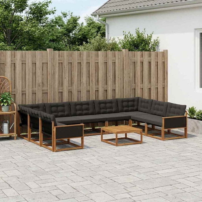 Set de canapele de exterior cu pernă 10 pcs Natural și Negru WALTI