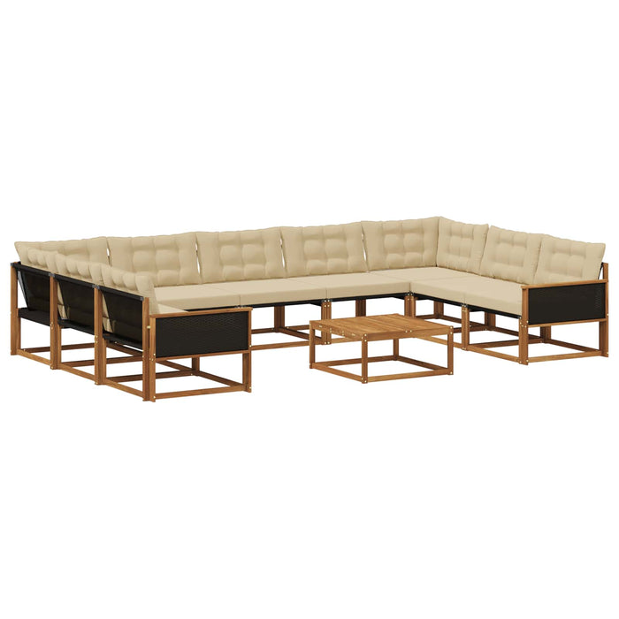 Set de canapele de exterior cu pernă 10 pcs Natural și Bej WALTI