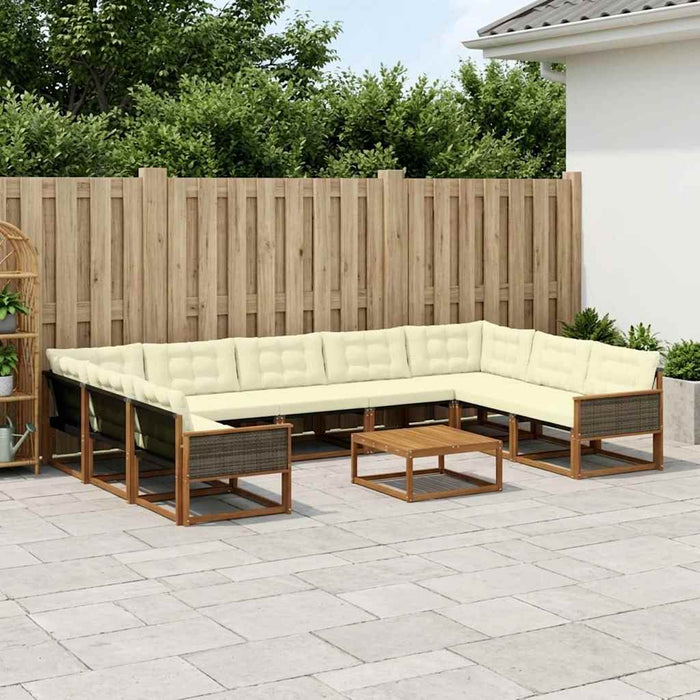 Set de canapele de exterior cu pernă 10 pcs Natural și Crem WALTI