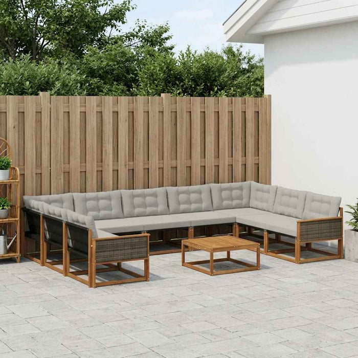 Set de canapele de exterior 10 pcs Natural și gri deschis WALTI