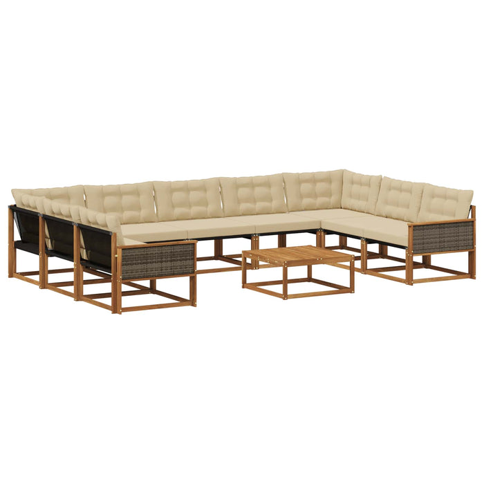 Set de canapele de exterior cu pernă 10 pcs Natural și Bej WALTI