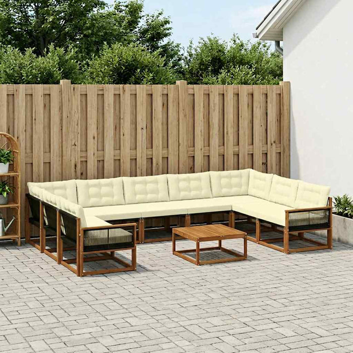 Set de canapele de exterior cu pernă 10 pcs Natural și Crem WALTI