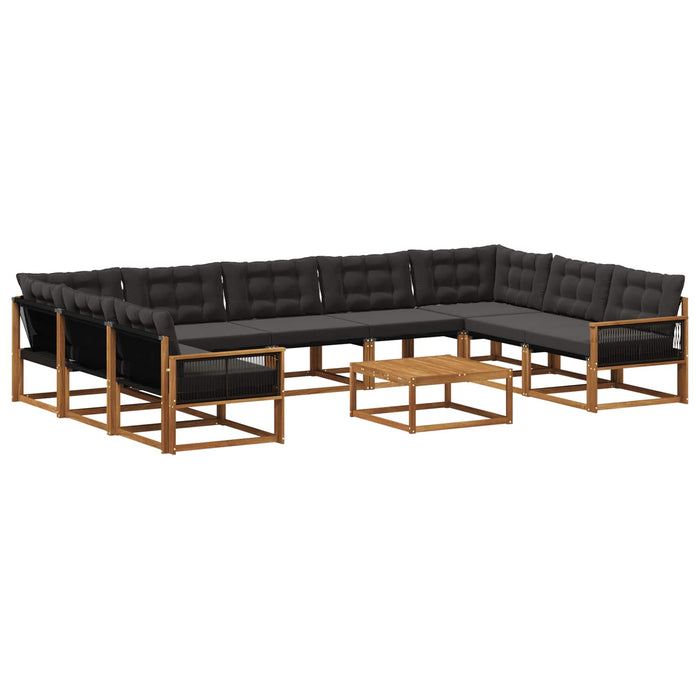 Set de canapele de exterior cu pernă 10 pcs Natural și Negru WALTI