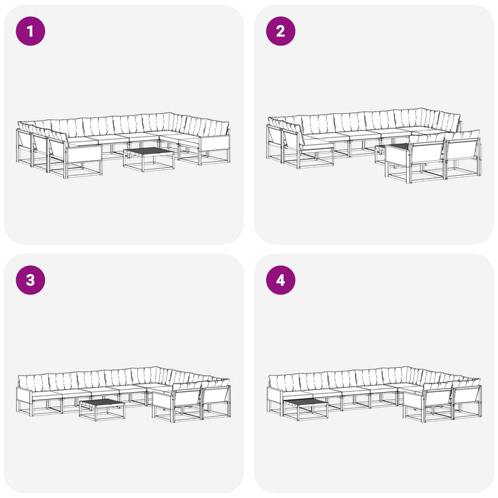 Set de canapele de exterior cu pernă 10 pcs Natural și Negru WALTI